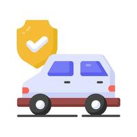 Download this premium icon of car insurance, protection shield with car, car safety vector