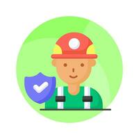 Protection shield with worker avatar, worker protection, worker insurance vector design