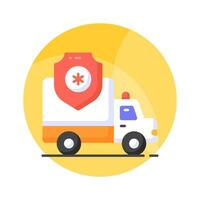 médico ambulancia, emergencia vehículo con médico proteger demostración concepto icono de médico seguro vector