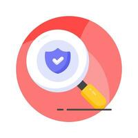 Security shield with magnifier, security search icon, safety check vector design