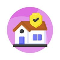 Home with protection shield and check mark, home insurance vector design, property protection concept