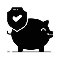 Shield with piggy bank denoting the concept of financial insurance vector