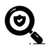 Security shield with magnifier, security search icon, safety check vector design