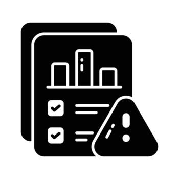 Report with exclamation mark, report alert, error, danger, analysis, attention vector design