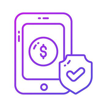 Dollar inside mobile with security shield denoting secure payment concept vector