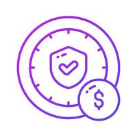 Shield with clock, protection time, warranty period icon design, premium vector