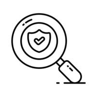 Security shield with magnifier, security search icon, safety check vector design