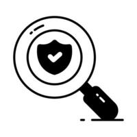 Security shield with magnifier, security search icon, safety check vector design
