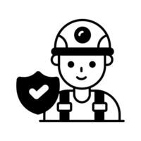 Protection shield with worker avatar, worker protection, worker insurance vector design