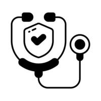 Safety shield with stethoscope, concept of health insurance, medical insurance vector