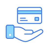 Cajero automático tarjeta en mano, seguro pago concepto icono, crédito tarjeta seguridad vector