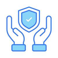 Protection shield with check mark in hands, trendy icon of insurance editable design vector