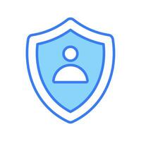 User inside shield, vector of user protection, personal security icon design