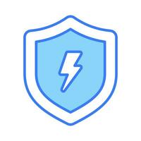 Lightning bolt with protection shield, amazing icon of safe energy, energy protection vector