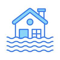 House building floating on water, denoting concept icon of natural disaster, vector of flood