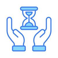 Hourglass in hands showing concept icon of time management vector design