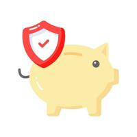 Shield with piggy bank denoting the concept of financial insurance vector