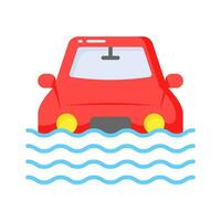 Car sinking vector design isolated on white background