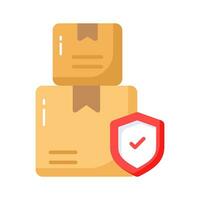 cartulina caja, entrega paquete, Envío caja con proteger, seguro entrega, entrega seguridad y seguro vector diseño