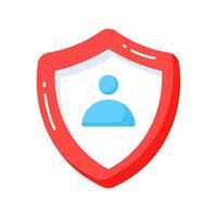 User inside shield, vector of user protection, personal security icon design