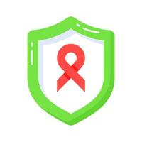 An awareness ribbon with protection shield, awareness icon design vector