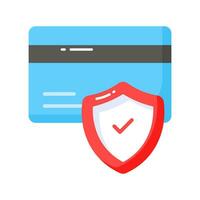 Cajero automático tarjeta con proteccion proteger, seguro pago concepto icono, crédito tarjeta seguridad vector