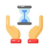 Hourglass in hands showing concept icon of time management vector design