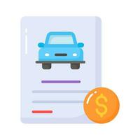 Car loan or vehicle rental concept, Banking statement with lending amount for purchasing automobile vector