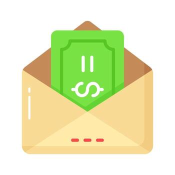 Document inside envelope with dollar denoting financial mail concept icon vector