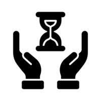 Hourglass in hands showing concept icon of time management vector design