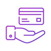 Cajero automático tarjeta en mano, seguro pago concepto icono, crédito tarjeta seguridad vector