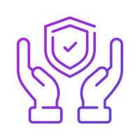 Protection shield with check mark in hands, trendy icon of insurance editable design vector