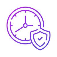 Shield with clock, protection time, warranty period icon design, premium vector
