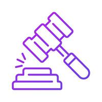 Judge hammer and gavel, insurance law icon, commercial law, legal advice for business, auction vector