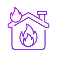 Burning home icon design, isolated on white background, fire insurance vector