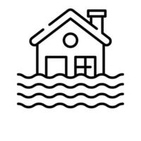 House building floating on water, denoting concept icon of natural disaster, vector of flood