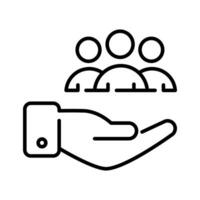 Hand holding persons showing concept vector of client servicing, flat icon of customer care