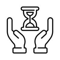 Hourglass in hands showing concept icon of time management vector design