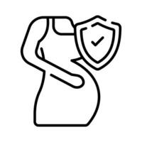 Pregnant woman with protection shield, maternity insurance and pregnancy care concept icon vector