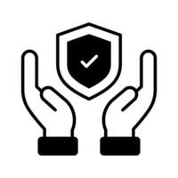 Protection shield with check mark in hands, trendy icon of insurance editable design vector