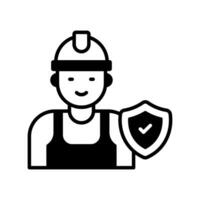 Protection shield with worker avatar, worker protection, worker insurance vector design