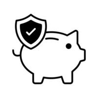 Shield with piggy bank denoting the concept of financial insurance vector