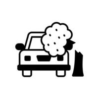 Tree falling on car, an editable icon of car accident, car insurance, damaged vehicle vector