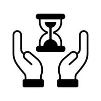Hourglass in hands showing concept icon of time management vector design
