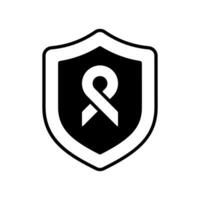 An awareness ribbon with protection shield, awareness icon design vector