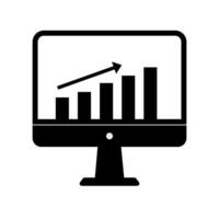 Growth graph icon on computer screen. vector