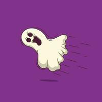 Flat design scary ghost cartoon vector illustration on halloween