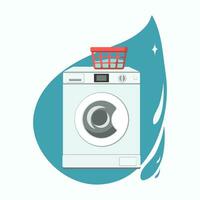 Washing machine vector illustration. Laundry, household appliances. The background is isolated.