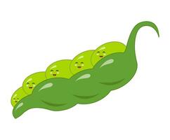 Cute green peas vector illustration. Worksheets for kids.