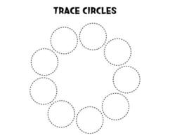 Trace circle. Basic geometric shapes. Educational game. Worksheet for kids. vector